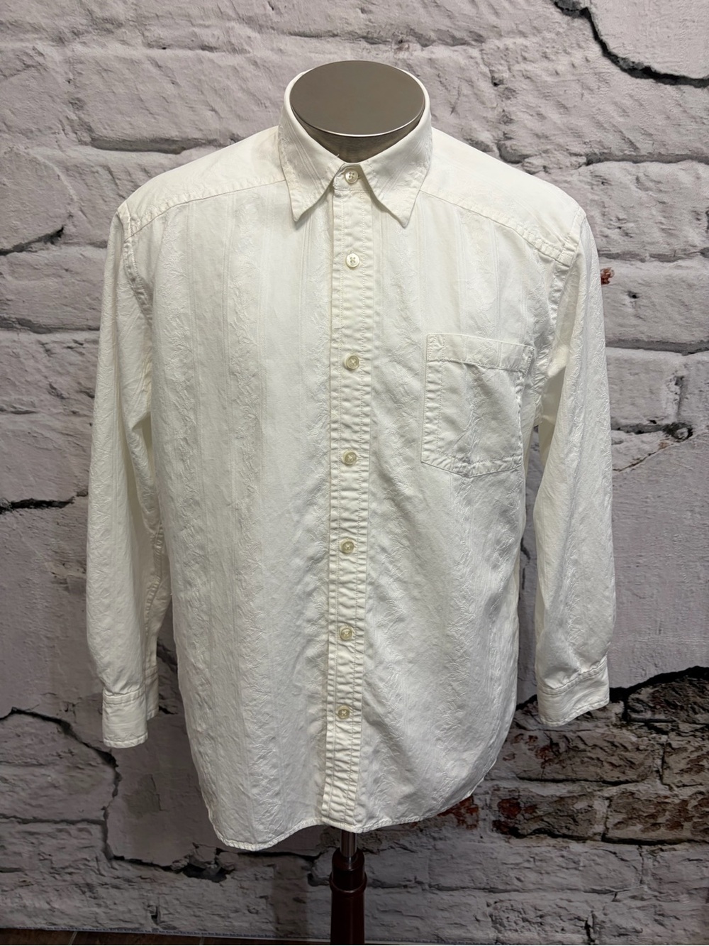 Tommy Bahama Subtle Floral‎ Print Classic White Shirt Cotton Long Sleeve